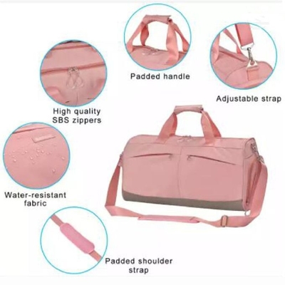 Benutzerdefinierte wasserdichte Reisetasche mit Schuhfächern Gym Pink Dance Bag