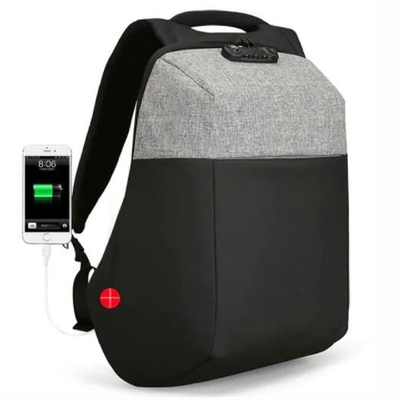 Strapazierfähiger USB-Laptop-Rucksack für Geschäftsreisen, wasserdichtes Polyester