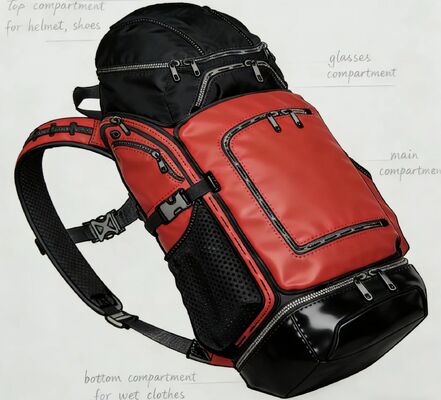 Outdoor-Sporttasche mit Netzrücken aus wasserabweisendem Polyester und reflektierenden Streifen für Fitnessstudio und Reisen