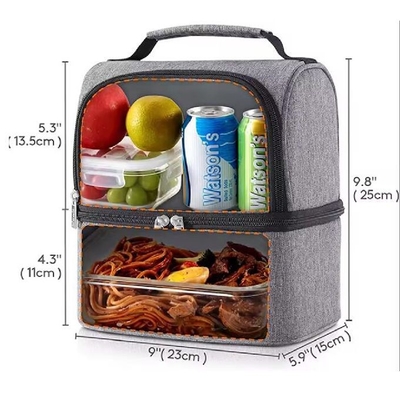 Wasserdichte Oxford Tote Isolierte Kühltasche Doppeldeck Aluminiumfolie Mittagsbeutel