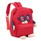 Mädchen scherzt Schultasche-den roten Kinderrucksack, der für tägliches Schulleben passend ist